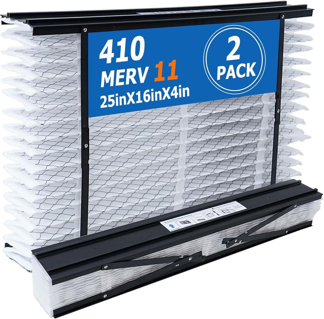 410 Replacement Filter Compatible with AprilAire Whole House Air Purifier 1410, 1610, 2410, 2416, 3410, 4400 Furnace Air Purifier, MERV 11 Filters, Size: 16x25x4, 2 Pack
