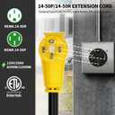 POWGRN NEMA 14-50P to NEMA 14-50R 25FT 50 Amp RV/EV Extension Cord Outdoor with Grip Handle, Flexible 4 Prong Heavy Duty RV Power Cord Waterproof, 50A 125/250V 6250/12500W STW, ETL Listed