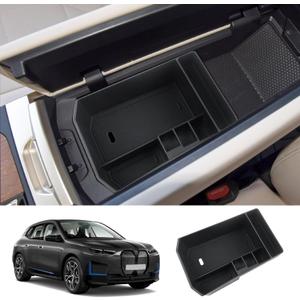 LUWU for 2025 2026 BMW iX Center Console Organizer 2022-2026 BMW iX xDrive45 xDrive60 M70 Armrest Storage Box Armrest Organizer Insert Tray 2025 iX i20 Armrest Console Organizer BMW iX Accessories