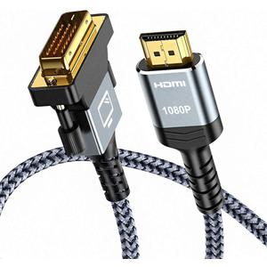 Capshi HDMI A to DVI Adapter Cable 6FT, High-Speed Gold-Plated Plug and Play Bi-Directional Nylon Braid 1080p, DVI to HDMI Adapter for Televison/Monitor/Video Card/Graphics Card (6feet)