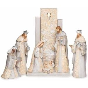 Roman 7 Piece Nativity Figurine Set with Backdrop 13.5"