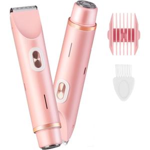 2025 New Bikini Trimmer for Women, Dermave Bikini Shaver, 2 in 1 Womens Body Shaver, Electric Shaver Dual Head Electric Razor for Women, Ipx67 Waterproof Wet & Dry Use Body Hair Trimmer (Pink)