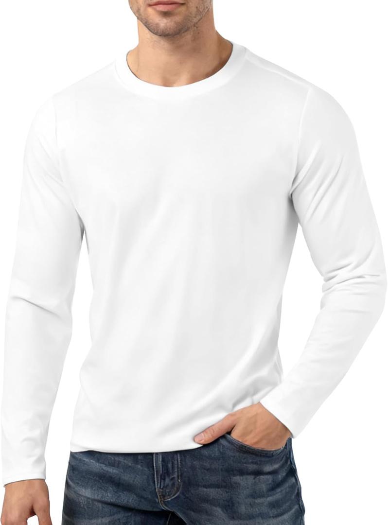 Men's Athletic T Shirts Crew Neck Breathable Quick-Dry Short Sleeve Workout T Shirt for Gym Running Fitness 1&2&5 Pack (White, XXL)
