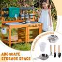 ROBOTIME Mud Kitchen for Kids Outdoor - Wooden Outdoor Play Kitchen Set with Real Water Play, Cooking Pots & Gardening Tools - Sensory Toy Kitchen for Pretend Play Ages 3+