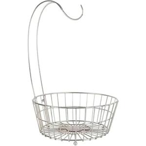 Gourmet Basics by Mikasa Geneva Countertop Fruit Basket with Banana Hanger  Nickel-Finish Metal Storage Stand for Kitchen Countertop Organization