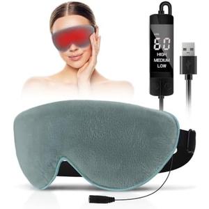 KOVNLO Heated Eye Mask, Washable USB Electric Moist Heat Warm Compress for Eyes, Eye mask with Flaxseed for Dry Eyes, Blepharitis, Chalazion, MGD, Stye Eye Treatment