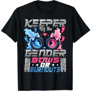 Keeper of The Gender Burnouts Or Bows Gender Reveal Party T-Shirt 2XL