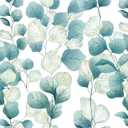 Vinjiasin Peel and Stick Wallpaper Green and White Leaf Contact Paper Modern Floral Wall Paper for Bedroom Bathroom Living Room Self Adhesive Removable 17.3"x 197"