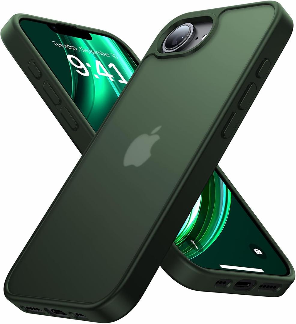 iPhone 16e & iPhone 17e Case [16FT Military Grade Shockproof], Anti-Slip Anti-Scratch, Slim Translucent Frosted Matte Phone Cover, Case for iPhone 17 e/16 e 6.1", Green