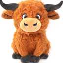 12" Highland Cow Plush Toy, Large Size Stuffed Animal, Plushie, Fluffy Cute Fuzzy Highland Cattle with Horns, Adorable Gift for Kids, Toddlers & Cow Lovers, Decorative Plushi, Valentines Day Gift