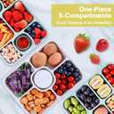 Large Snackle Box Container with Dip Container, 5 Compartments Snack Container with Lid and Handle, Veggie Fruit Divided Serving Tray for Party, Picnic, Dishwasher Safe, BPA-Free