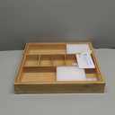 Adjustable Kitchen Drawer Organizer for Utensils and Junk, Food-Safe Contract Grade with 100% Sustainable Wood, Expandable from 16 to 28 Inches Wide - Natural Bamboo