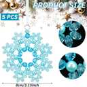 5 Pcs Christmas Crystal Beaded Snowflake Ornaments 3.2 Inch Clear Acrylic Pearls Beaded Hanging Ornaments Kits Christmas Tree Decorations for Winter Party Indoor Home Decorations(Blue)