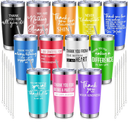 iAOVUEBY 12 Set Employee Appreciation Gifts Bulk, Christmas Gifts for Coworkers Teachers Nurses, 20 OZ Inspirational Stainless Steel Tumbler Makeup Bags Pen Thank You Gift For Women Men Team Staffs