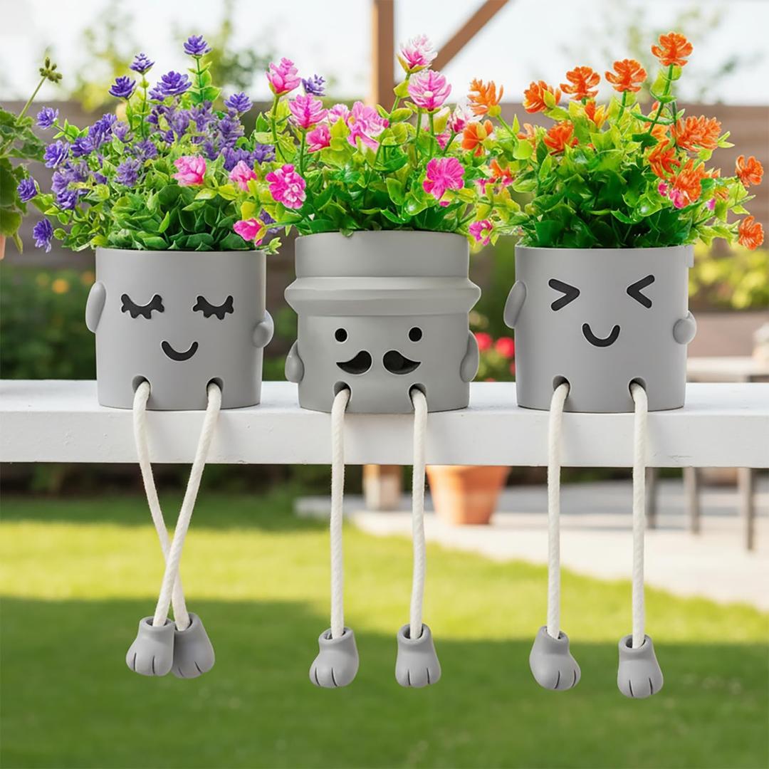 3 Packs Cute Fake Plants, Artificial Potted Plants for Table Desk Home Bedroom Bathroom Office Shelf Office Wall Room Farmhouse Decor Artificial Plants