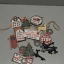 17 Pcs Christmas Tiered Tray Decor Set Winter Tiered Tray Decorations Truck Santa Wooden Sign Farmhouse Vintage Christmas Table Decor for Home Shelf Rustic Table Centerpiece