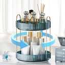 360 Rotating Makeup Organizer, Bathroom Organizers and Storage Holder Rack, Large Capacity Vanity Shelf Countertop, Fits Cosmetics, Perfume, Skin Care(Blue, 2 Tiers)