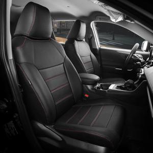 FREESOO for Toyota Corolla Seat Covers L LE 2020 2021 2022, Custom Fit Car Seat Covers, Luxury Leather Seat Covers for Cars, Waterproof Car Seat Cover Protector Cushions, Black Red Full Set