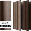 3D Wood Slat Acoustic Wall Panels, 4 Pack,Wall Decor (Walnut)