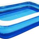 Giant Inflatable Kiddie Pool - Family and Kids Inflatable Rectangular Pool - 10 Feet Long (120" X 72" X 20")