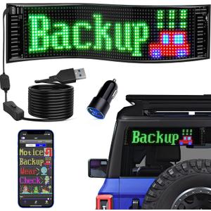 USB 5V LED Sign, Bluetooth, App Control, Flexible, Programmable Custom Text Pattern Animation Scrolling Display for Car, Store, Party, Bar, Hotel, Concert, 14.6''x3.6'' (15''x4'')