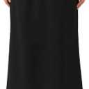 CLSEN Linen Skirt for Women with Adjustable Drawstring Ankle-Length Summer Silky Elegant Linen Skirt (Black, S)