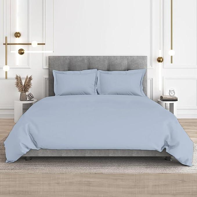 CharlottelyHues 1 Piece Duvet Cover - 1000 Thread Count 100% Egyptian Cotton Breathable Soft Duvet Cover Set With Zipper & Corner Ties Quilt Cover Sateen Weave Durable Duvet - King/Cal King (Sky Blue)