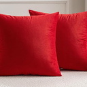 MIULEE Pack of 2 Velvet Pillow Covers Decorative Lumbar Rectangle Pillowcase Soft Solid Cushion Case for Sofa Couch Bedroom Car 12x12 Inch Red