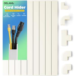 Delamu 142in Beige Cord Hider Cable Hider, Cord Covers for 2-3 Wires on Wall, Premium Wire Hiders Wire Covers for Cords on Wall, Easier Setup TV Cable Cover Management Kit, W0.94 H0.47in, Beige