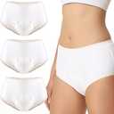 Carer Incontinence Underwear for Women 3 Pack Womens Incontinence Briefs Washable Reusable Leak Proof Underwear for Women Incontinence Panties Leak Protection (White, X-Large)