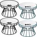 Roshtia 4 Sets Elevated Cat Bowls Ceramic Raised Cat Food Bowls with Metal Stand Dishwasher Safe Dishes Non Slip Elevated Food Plate(Black, Green,Fishbone, Paw)