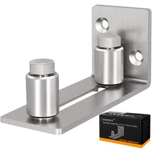 JUGREAT Barn Door Mounted Stainless Steel Sliding Door Guide-1 Pack (For Doors Up to 2 1/8 inches, Flush Bottom Design)