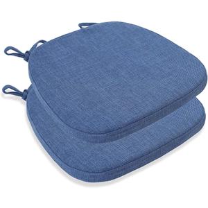 U-Shaped Chair Cushions for Dining Chairs Kitchen Chair Pad with Ties Set of 1/4/6, Thicken Slip Seat Cushions for Kitchen, Patio Garden, Dining Room Washable Cover(Size:2 Pieces,Color:Navy Blue)
