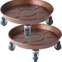 2 Pack 16" Heavy Duty Plant Dolly with Wheels, 320lbs Metal Rolling Plant Stand with Casters, Round Wheeled Planter Caddy Roller Base Carry Potted Tree Flower Pot for Indoor Outdoor Garden, Bronze