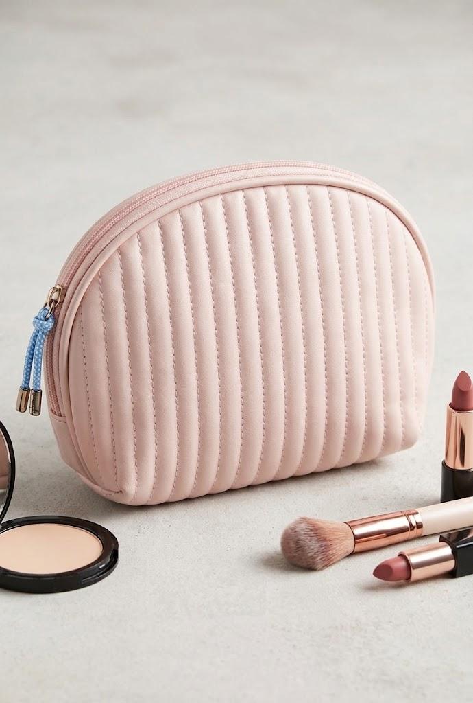 3 x Quilted cosmetic bag, pink