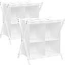 aboxoo 2 Pack Luggage Rack with storage, Guest Room Folding Suitcase Stands, Holds up to 120 lb, Space Saving Suitcase Holders for guest room, Bedroom Hotel, White