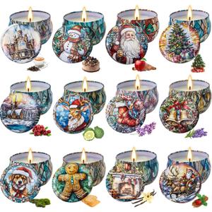 12 Pack Christmas Scented Candles Gifts Set for Women, Candles for Home Scented, 2.5 Oz Soy Wax Aromatherapy Candle, Best Gifts for Women Thanksgiving Day Birthday Christmas 