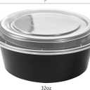 FULING 32 oz 150 ct Round Meal Prep Containers with Lids Plastic Food Storage Lunch Plan To Go Box Disposable Take Out Bowls Black BPA Free Reusable Durable Stackable Microwave Freezer Dishwasher Safe