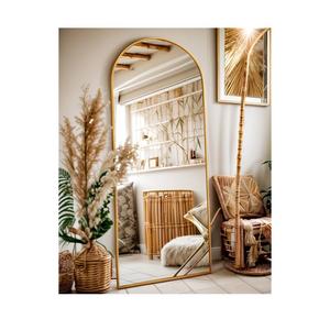 Arched Full Length Floor Mirror, Gold Aluminum Frame, Free Standing/Wall Mount/Leaning for Bedroom, Living Room, Dressing Room