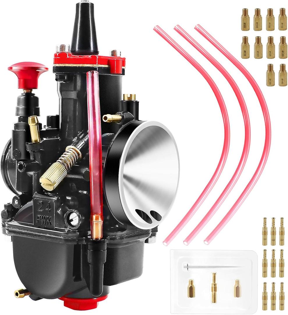 Pwk 24mm Carburetor,24mm Motorcycle Carburetor with Jet kit for 50cc-110cc Dirt Bike,GY6 150cc scooter/212cc predator/kx100 Motocross Motorcycle Scooter