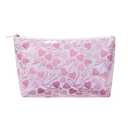 Large Waterproof Travel Sunscreen Makeup Bag with Bow Pattern,Aesthetic PVC Toiletry Bag,Coquette Beach Cosmetic Bag Organizer,Cute Preppy Travel Accessories Essentials for Women and Girls (Orange)