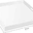 2222 Inches Oversize Extra Large Sturdy Glossy White Acrylic Serving Tray King Size Decorative Big Ottoman Trays with Cut Out Handles Water Proof Bed Tray Coffee Counter Top Organizer