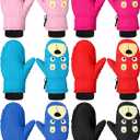 SATINIOR 6 Pairs Winter Snow Mittens Kids Waterproof Warm Ski Gloves Unisex Gloves for Cold Weather Children (1-3 Years)