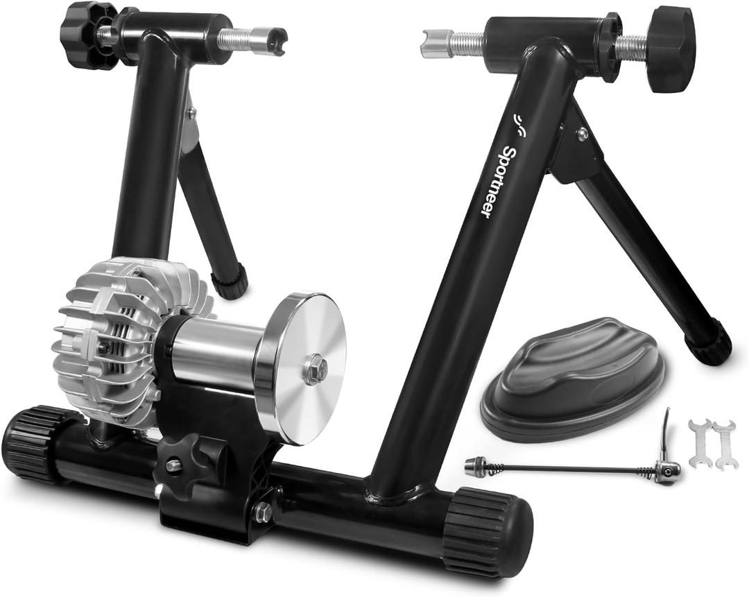 Sportneer Bike Trainer - Fluid Stationary Bike Stand for 26-29" & 700C Wheels - Auto Resistance Control Bike Trainer Stand for Indoor Riding with Noise Reduction Wheel for Road Bikes