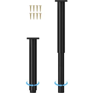 Metal Adjustable Furniture Legs 10-17 inch, Wlrrcwdttc Sofa Cabinet Legs Adjustable Height Replacement Support Legs for Bed/Couch/Dresser/Chair/TV Stand/Coffee Table, Legs for Furniture Set of 2-Black