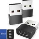 Syntech USB C Female to USB Male Adapter Pack of 3, Type C to USB A Converter Compatible with iPhone 17/16/15/14/13 Pro Max iPad Air 7 6 Apple Watch Series 10/9/8 AirPods 3 Samsung Galaxy etc, Black