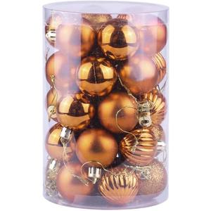 34Pcs Christmas Balls - Shiny, Glossy, Matte, Glitter, and Mirror Finish Christmas Ornaments, PVC,Gold