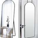 SCWF-GZ 57x20 Door Hanging Full Length Mirror, Floor (Height 5.7ft just Body in1.3ft) Wall Mounted Metal Frame Arch Dressing Mirrors for Bedroom Bathroom Living Room 57 inch Black