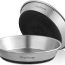 Cat Bowls, 2 Pcs Stainless Steel Cat Bowls for Food and Water, Whisker Fatigue Shallow Non-Slip Dishes Plates for Small Dog Puppies Cats