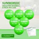 6 Pack Weighted Baseballs Set (16 oz) - Weighted Baseballs for Hitting Training & Improved Power - Pitching Training Baseball for All Skill Levels (Green)